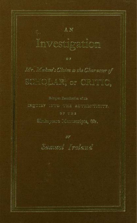 INVESTIGATION INTO MR. MALONE'S CLAIM TO CHARTER OF SCHOLAR