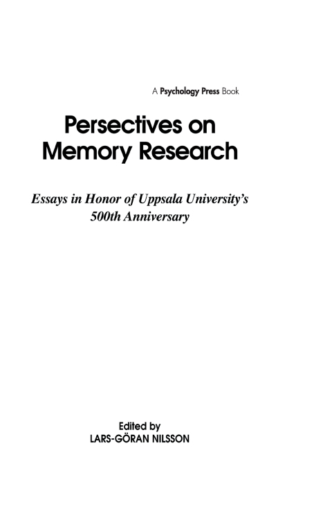PERSPECTIVES ON LEARNING AND MEMORY