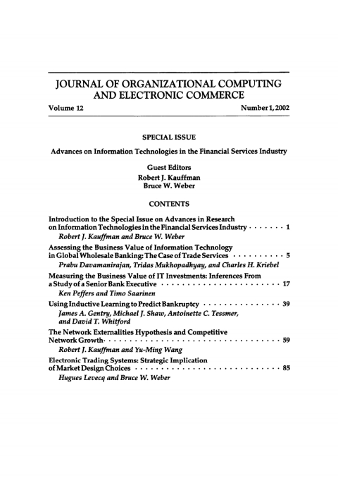 ADVANCES ON INFORMATION TECHNOLOGIES IN THE FINANCIAL SERVICES INDUSTRY