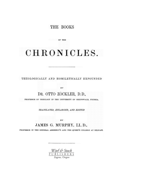 THE BOOKS OF THE CHRONICLES