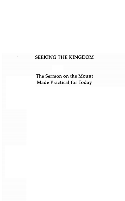 SEEKING THE KINGDOM