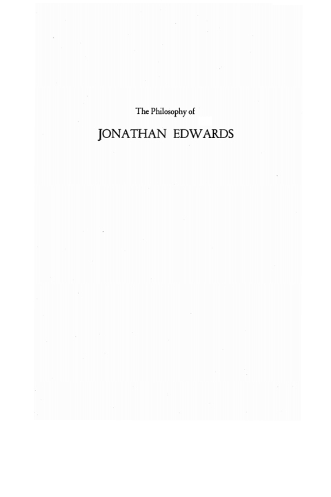 THE PHILOSOPHY OF JONATHAN EDWARDS