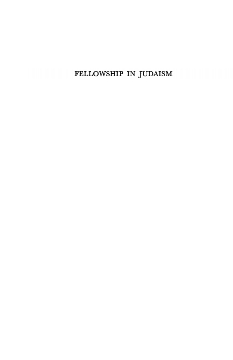 FELLOWSHIP IN JUDAISM