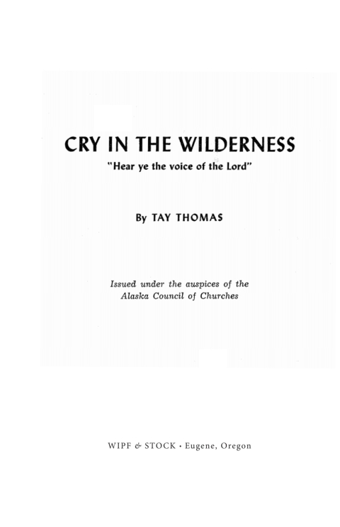 CRY IN THE WILDERNESS