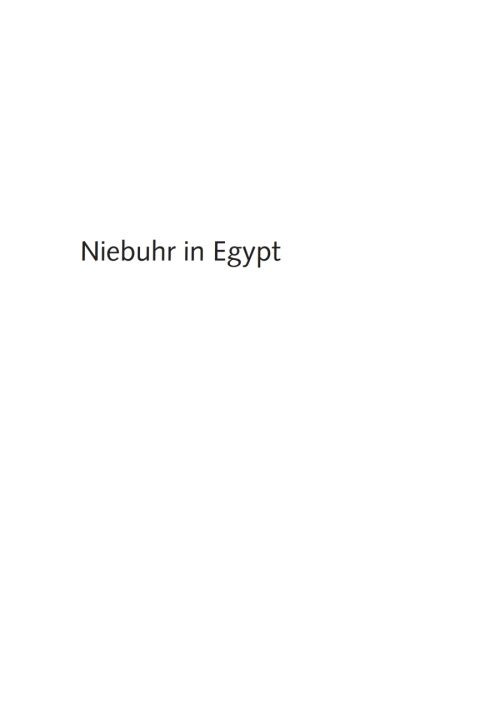NIEBUHR IN EGYPT