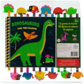 DINOSAURIOS -LIBRO PARA COLOREAR-(C/12 GOMAS/12 LPICES DE COLOR)