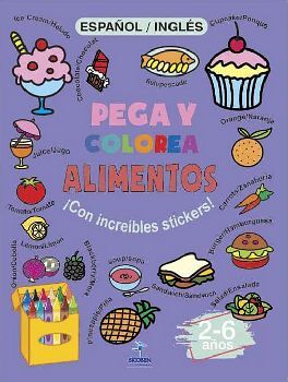 PEGA Y COLOREA I -ALIMENTOS- CON INCREBLES STICKERS!