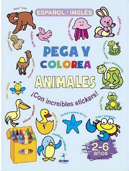PEGA Y COLOREA I -ANIMALES- CON INCREBLES STICKERS!