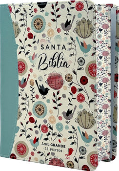 SANTA BIBLIA -EMOCIN PRIMAVERAL TURQUESA- (LETRA GRANDE/PIEL)