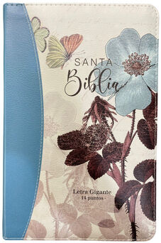 SANTA BIBLIA -FLORES TURQUESA- (LETRA GIGANTE/CIERRE/CANTO DOR.)