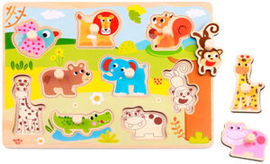 ROMPECABEZAS DE MADERA -ANIMALES- (10 PZS.)
