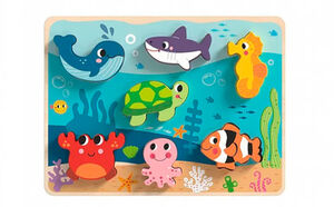 ROMPECABEZAS DE MADERA CHUNKY -ANIMALES MARINOS- (8 PZS.)