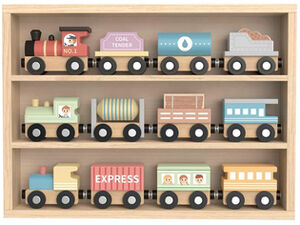 JUEGO DE TREN DE MADERA -WOODEN TRAIN SET- (C/13 PZS.)