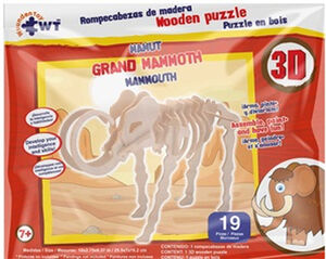 ROMPECABEZAS DE MADERA 3D -MAMUT- (C/19 PIEZAS)