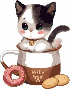 PAINT BY NUMBERS -GATO TAZA- MED. (LIENZO NUM.C/BASTIDOR)