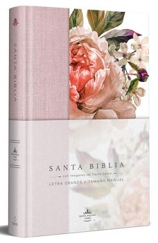 BIBLIA REINA VALERA 1960 LETRA GRANDE. TAPA DURA, TELA ROSADA CON FLORES, TAMAO MANUAL