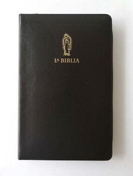 BIBLIA CATÓLICA: EDICIÓN LETRA GRANDE. SÍMIL PIEL NEGRA, CON CREMALLERA, CON VIRGEN DE GUADALUPE
