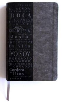 BIBLIA REINA VALERA 1960 TAMANO MANUAL.NOMBRES DE DIOS SIMIL PIEL GRIS