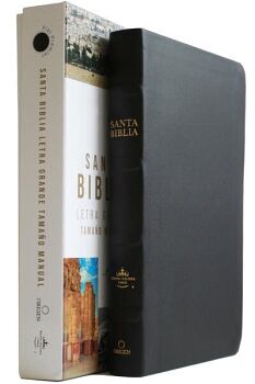 BIBLIA REINA VALERA 1960 LETRA GRANDE. PIEL PREMIER NEGRO, TAMA�O MANUAL