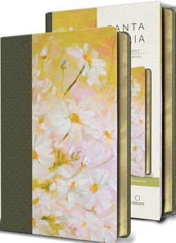 BIBLIA REINA VALERA 1960 LETRA GRANDE. PIEL VERDE CON FLORES, TAMA�O MANUAL