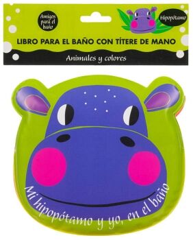 LIBRO INTERACTIVO CON T�TERE DE MANO PARA LA HORA DEL BA�O: HIPOP�TAMO