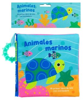 LIBRO PARA BEBS: MI PRIMER LIBRO DE TELA CON MORDEDERA: ANIMALES MARINOS