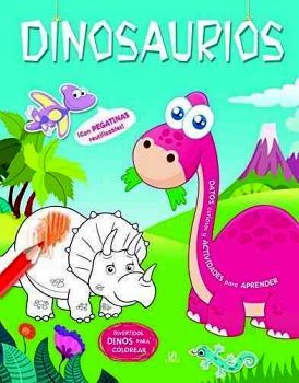 DINOSAURIOS -DIVERTIDOS DINOS PARA COLOREAR- (C/PEGATINAS)