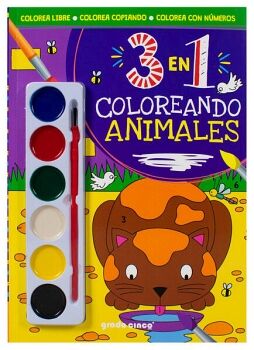 LIBRO INFANTIL 3 EN 1: COLOREANDO ANIMALES