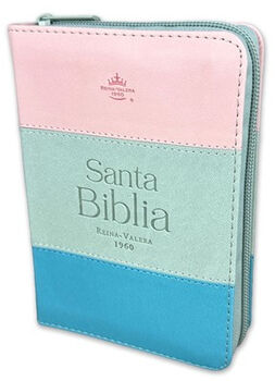 SANTA BIBLIA -TRICOLOR ROSA/BLANCO/TURQUESA- (BOLSILLO/PIEL)